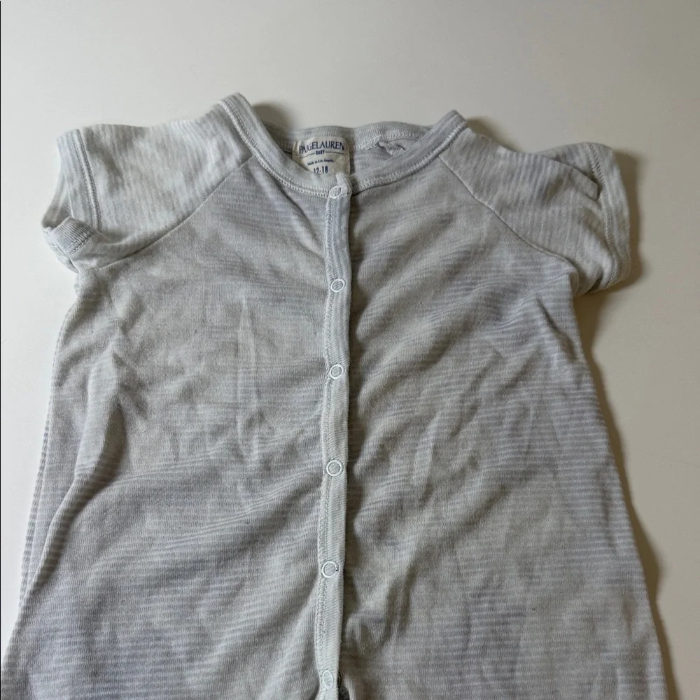 Ralph Lauren Light Gray Baby Short-Sleeve One-Piece